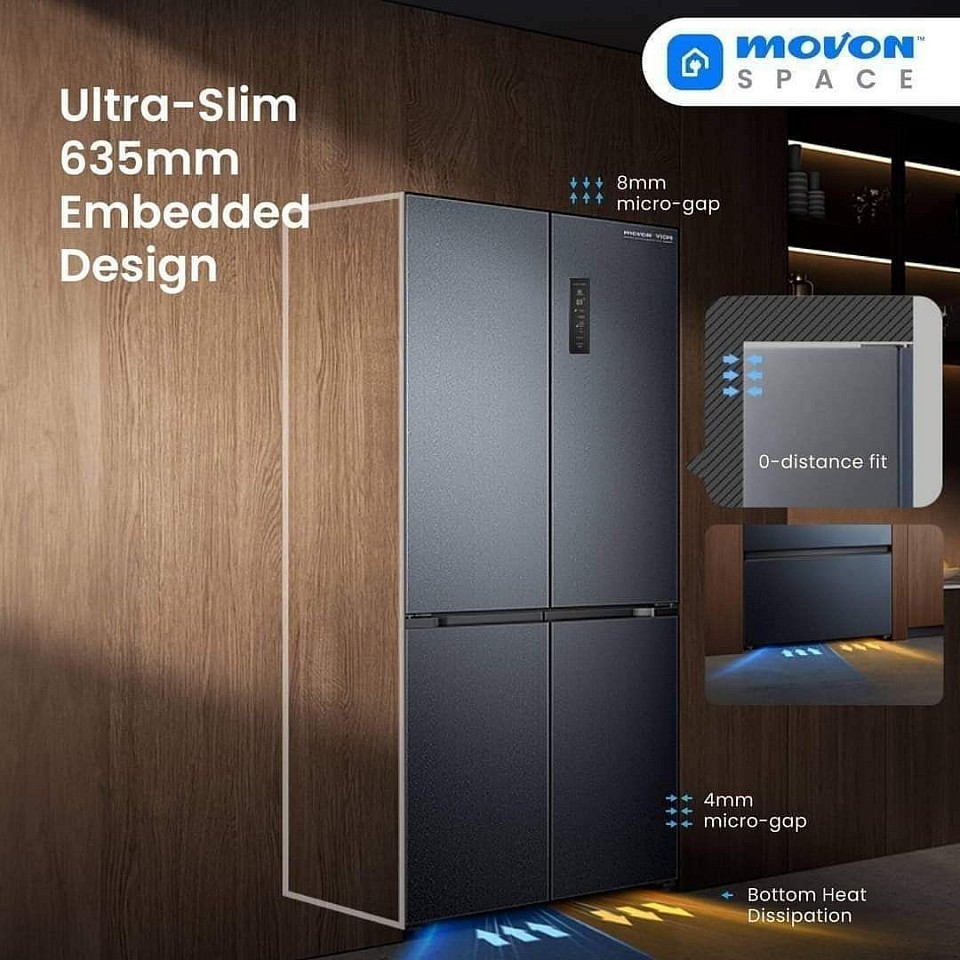 Ultra slim boleh muat kedalam kabinet. Sangat nipis 635mm. Minima 4mm legaan, boleh rapat ke dinding belakang dan terbenam rata kedalam kabinet. Rekaan pelepasan haba dibawah.